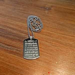NEW Be Strong & Courageous Tag Necklace in box